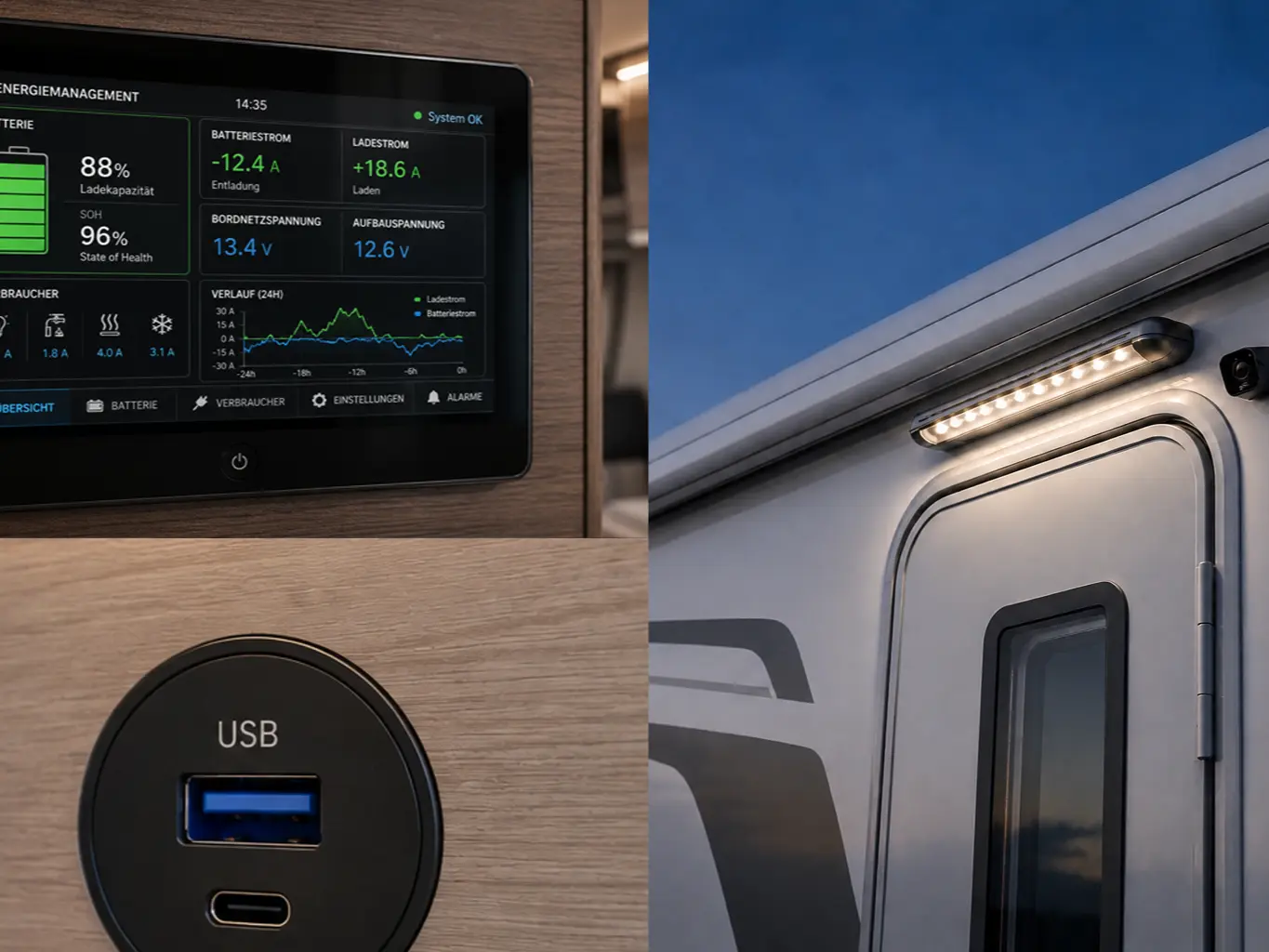 RHI-Electronic Caravan - Ihr kompetenter Ansprechpartner für die Nachrüstung und Umrüstung elektrischer Komponenten und Stromkreise in Ihrem Wohnmobil, Caravan oder Boot. Außen- und Innenbeleuchtung, Kamerasysteme, Stromversorgung, USB-Anschlüsse, Sensoren, Überwachungsgeräte und vieles mehr. Besuchen Sie uns auf unserer Homepage oder nehmen Sie telefonisch Kontakt mit uns auf.